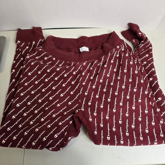 Champion Print Burgundy Tapered Sweats, Mens, XL - Picture 1 of 9